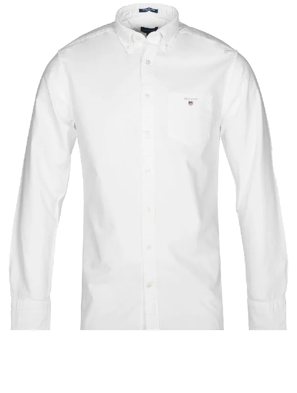 Men's Embroidered Detail Casual Shirts in Beige for a Touch of EleganceRegular Oxford Buttondown Shirt White