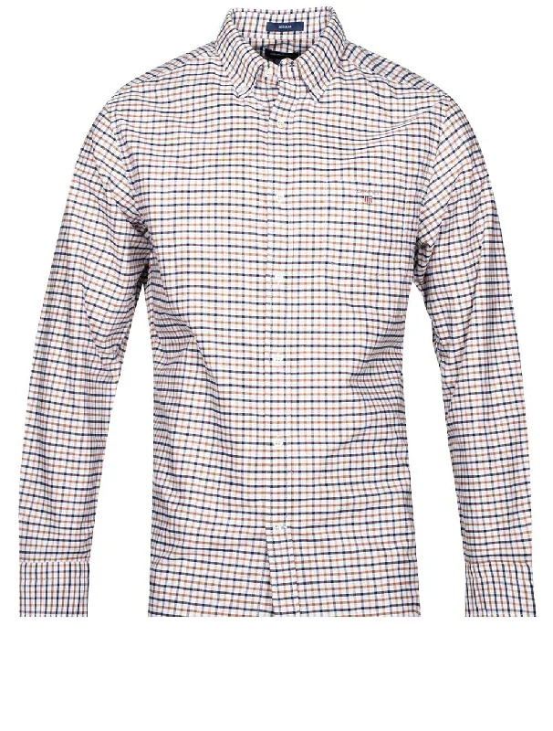 Men's Tailored Fit Checkered Casual Shirts in Multicolor for a Smart - Casual EnsembleRegular Fit Tattersall Oxford Shirt Roasted Walnut