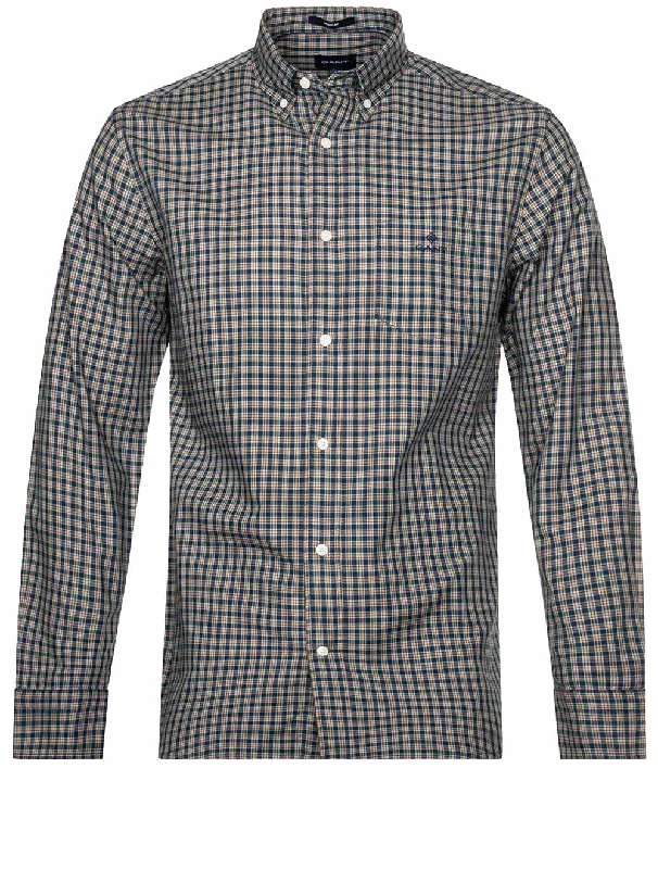 Men's Distressed Denim Casual Shirts with Frayed Edges for a Trendy and Rugged LookRegular Small Tartan Twill Shirt Persian Blue