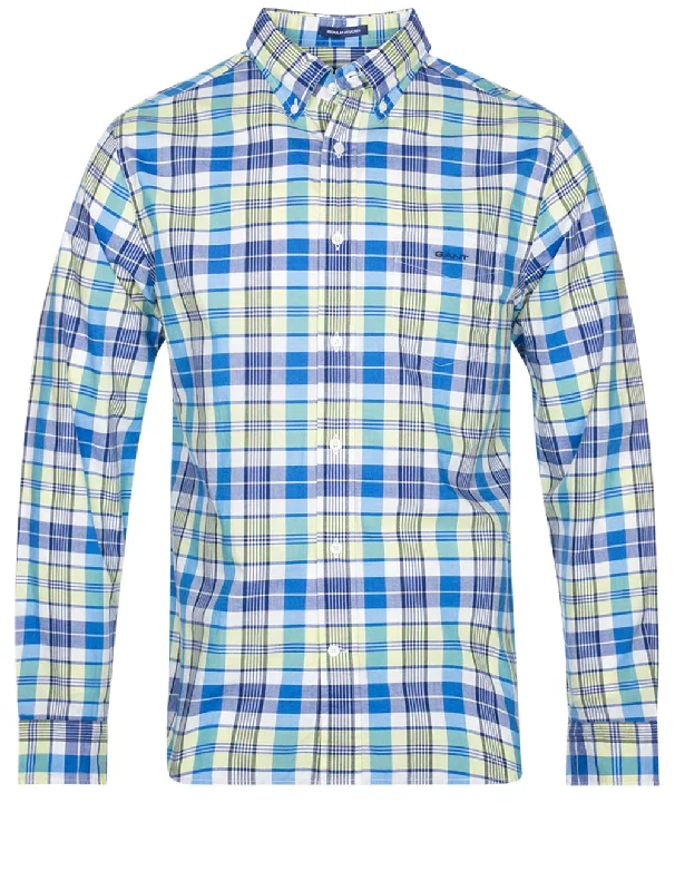 Men's Moisture - Wicking Performance Fabric Casual Shirts for Outdoor ActivitiesRegular Colourful Check Shirt Day Blue