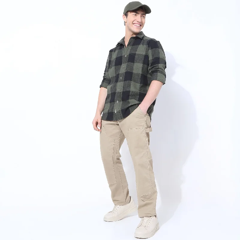 Men's Long - Line Oversized Casual Shirts in Dark Gray for a Relaxed and Modern LookRegular Fit Checkered Shirt