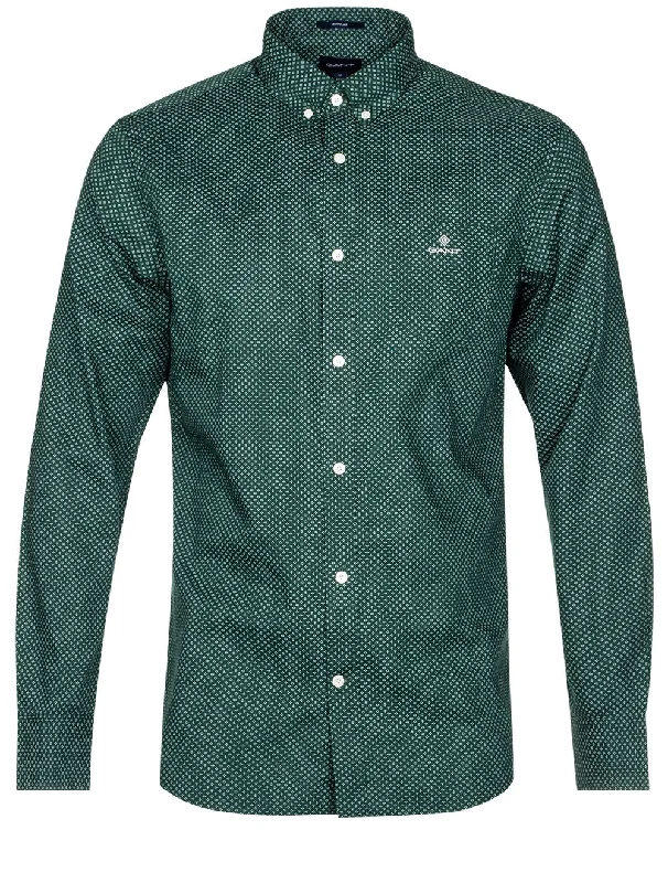 Men's Embroidered Detail Casual Shirts in Beige for a Touch of EleganceRegular Fit Micro Dot Shirt Tartan Green