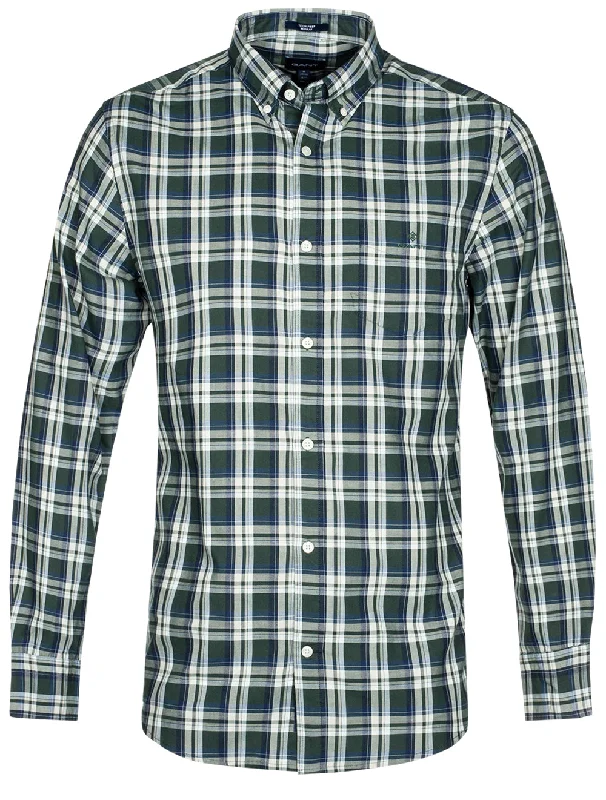 Men's Wrinkle - Resistant Polyester Blend Casual Shirts for Easy Travel and MaintenanceRegular Fit Tech Prep™ Check Oxford Shirt Tartan Green