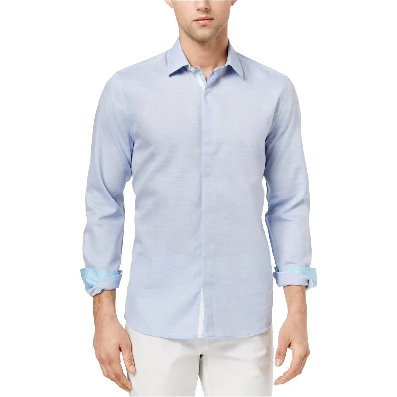 Men's Linen Blend Casual Shirts with Roll - Up Sleeves for a Summer Beach LookRyan Seacrest Mens Heather Sport Button Up Shirt, Blue, Small