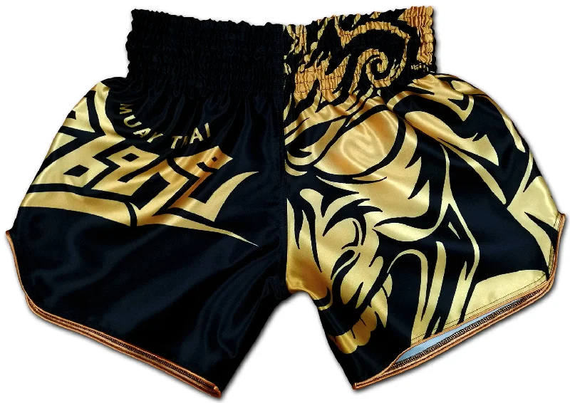 Men's adjustable - length convertible shorts for versatile useSamurai Tribal ★ Muay Thai Shorts (gold)