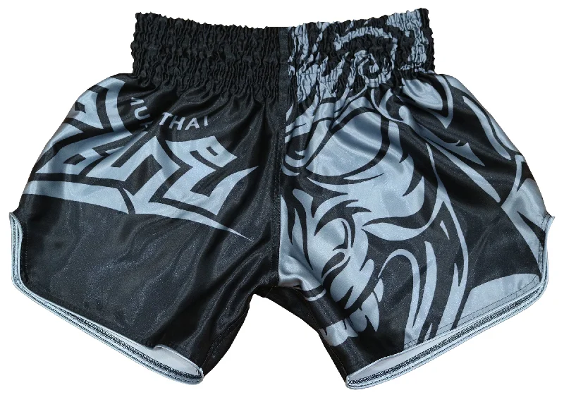 Men's wide - leg linen blend shorts for a relaxed beachside vibeSamurai Tribal ★ Thaiboxing Shorts (Silver / Grey)