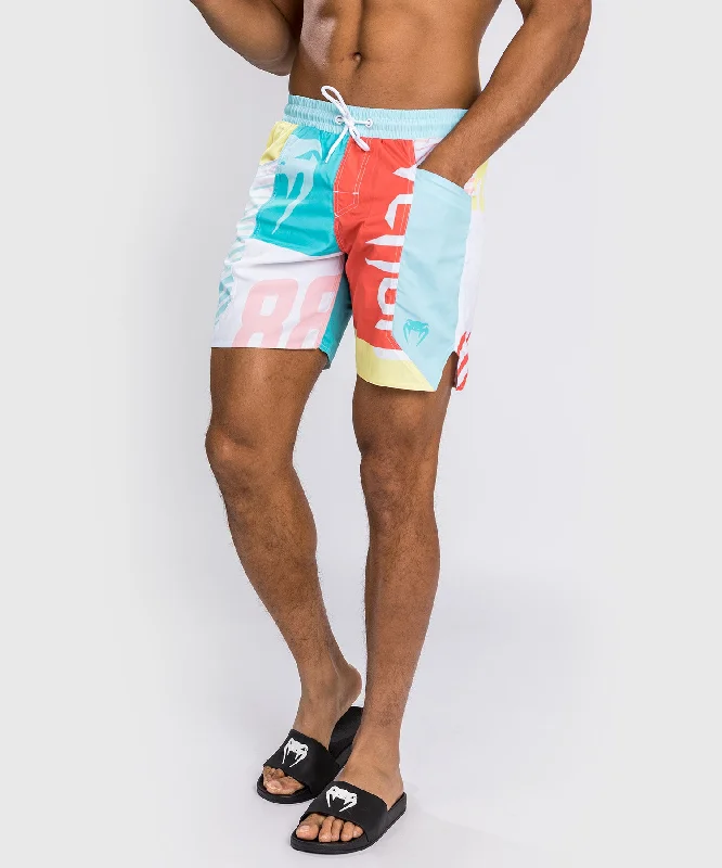 Men's high - waisted swim shorts with UPF protection for beach vacationsShort de bain Venum Summer 88 - Bleu Clair/Rouge Flamme