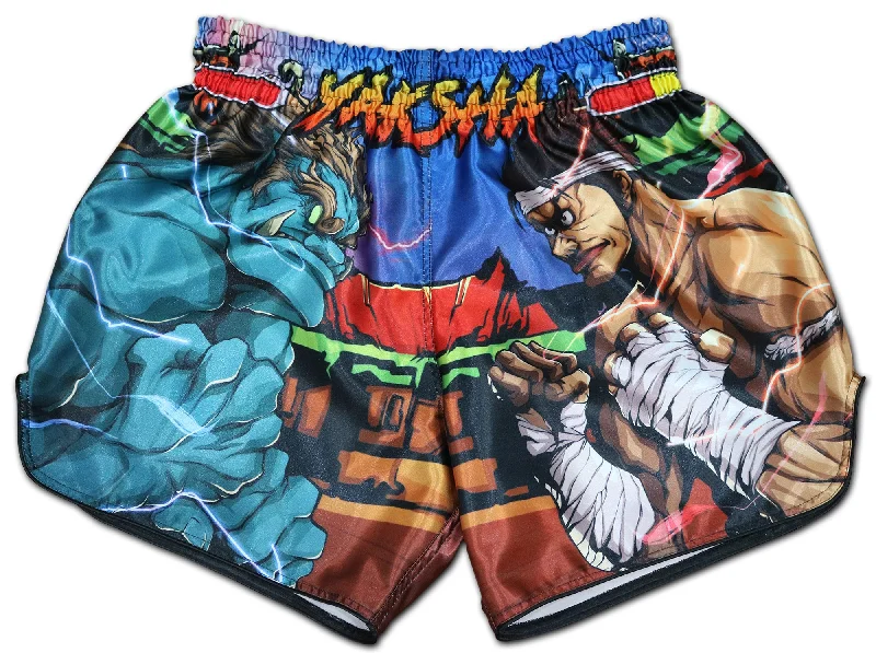 Men's neon - colored athletic shorts for high - visibility workoutsYAKSHA ★ Street Fighter Shorts