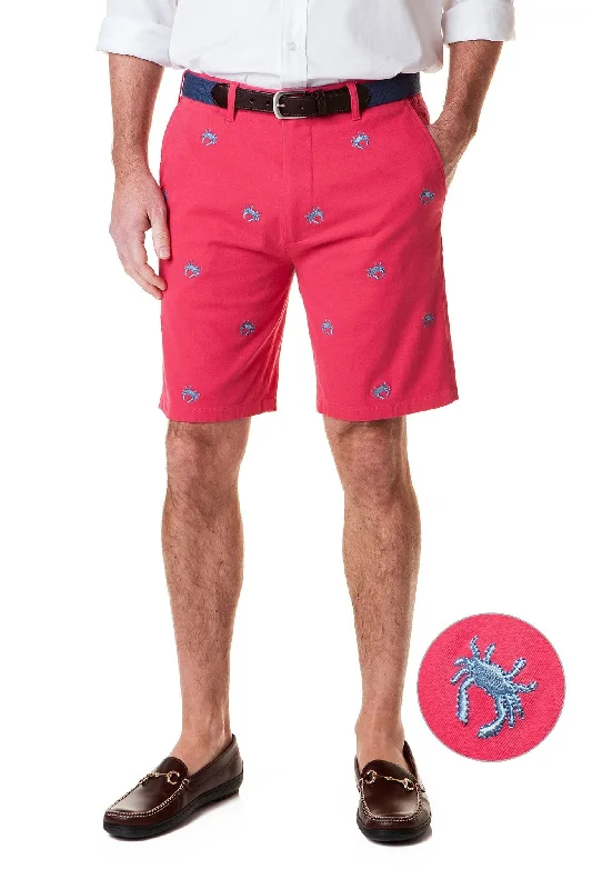 Men's checkered pattern wool shorts for a stylish winter layering optionCisco Short Stretch Twill Hurricane Red with Blue Crab