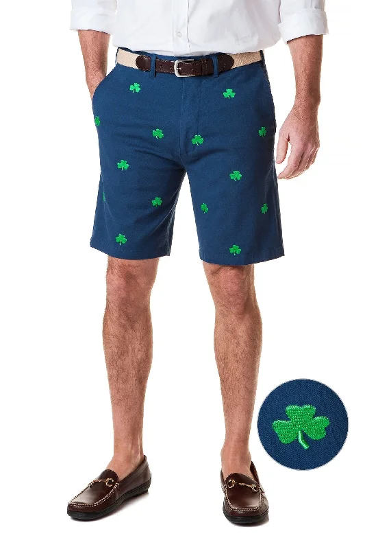 Men's checkered pattern wool shorts for a stylish winter layering optionCisco Short Stretch Twill Nantucket Navy With Shamrock