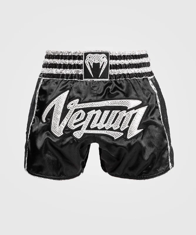 Men's breathable cotton athletic shorts for intense workoutsShort de Muay Thai Absolute 2.0 Venum - Noir/Argent