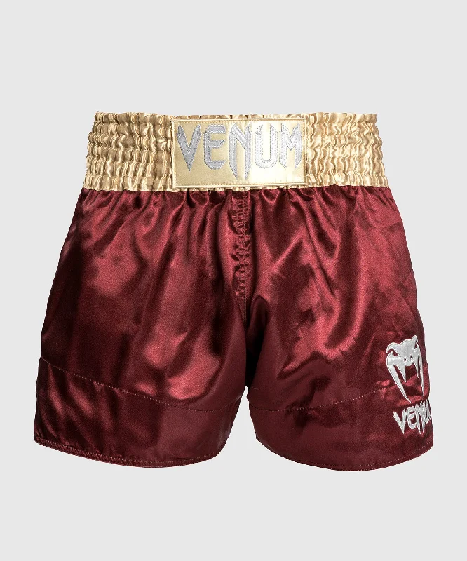 Men's zip - pocket canvas shorts for added functionality during travelVenum Classic Short Muay Thai - Bordeaux/Or/Blanc