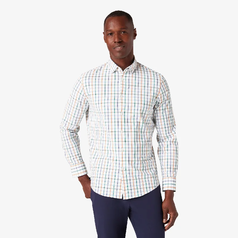 Men's Short - Sleeve Linen Casual Shirts in Light Khaki for a Breathable Summer OptionWhite Casita Plaid