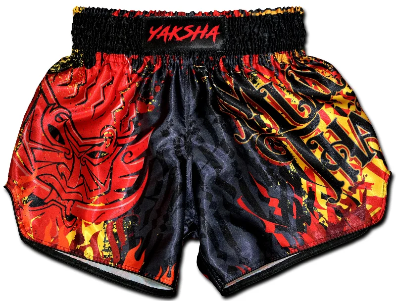 Men's breathable cotton athletic shorts for intense workoutsYAKSHA Muay Thai Shorts ? Firestarter