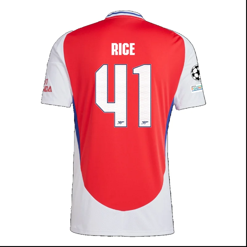 Men's Custom - Printed Baseball Jerseys with Player Names and Numbers for Personalized Styleadidas Arsenal Declan Rice Home Jersey w/ Champions League Patches 24/25 (Better Scarlet/White)