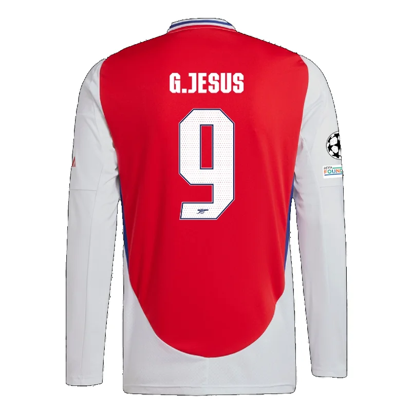 Men's Sustainable Organic Cotton Rugby Jerseys for Eco - Conscious Sports Enthusiastsadidas Arsenal Gabriel Jesus Home Long Sleeve Jersey w/ Champions League Patches 24/25 (Better Scarlet/White)