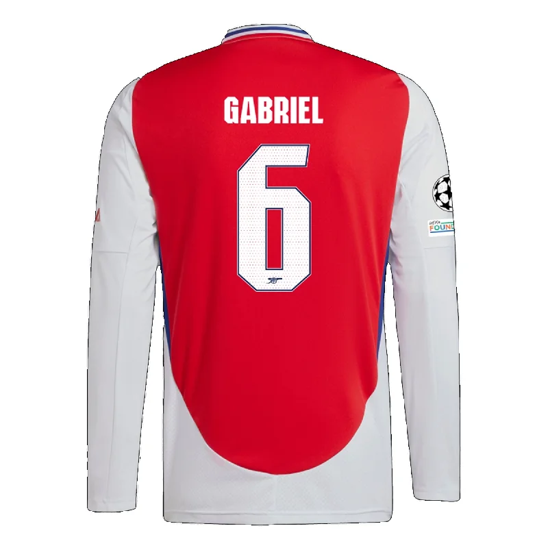 Men's Moisture - Wicking Golf Jerseys with UV Protection for Comfortable Rounds on the Courseadidas Arsenal Gabriel Magalhães Home Long Sleeve Jersey w/ Champions League Patches 24/25 (Better Scarlet/White)