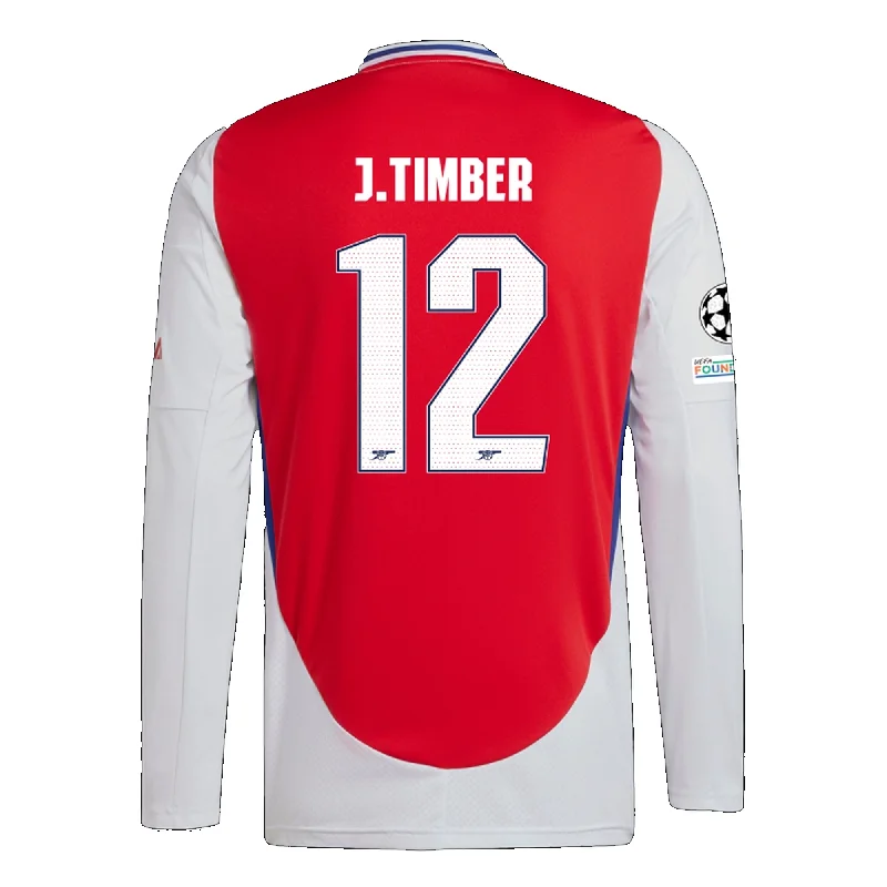 Men's Limited - Release American Football Jerseys of Rookie Stars for Early Adopters and Fansadidas Arsenal Jurrien Timber Home Long Sleeve Jersey w/ Champions League Patches 24/25 (Better Scarlet/White)