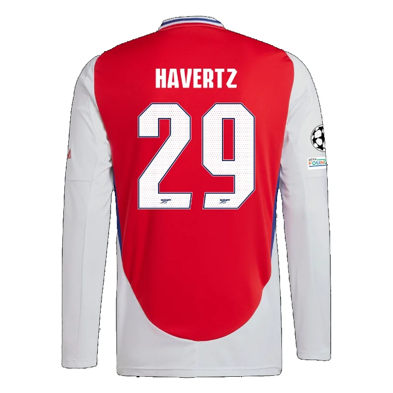 Men's Vintage American Football Jerseys of Legendary Teams for Collectors and Fansadidas Arsenal Kai Havertz Home Long Sleeve Jersey w/ Champions League Patches 24/25 (Better Scarlet/White)