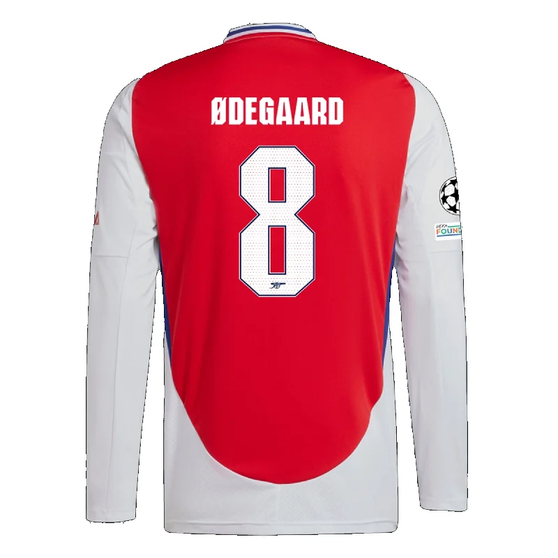 Men's Vintage American Football Jerseys of Legendary Teams for Collectors and Fansadidas Arsenal Martin Ødegaard Home Long Sleeve Jersey w/ Champions League Patches 24/25 (Better Scarlet/White)