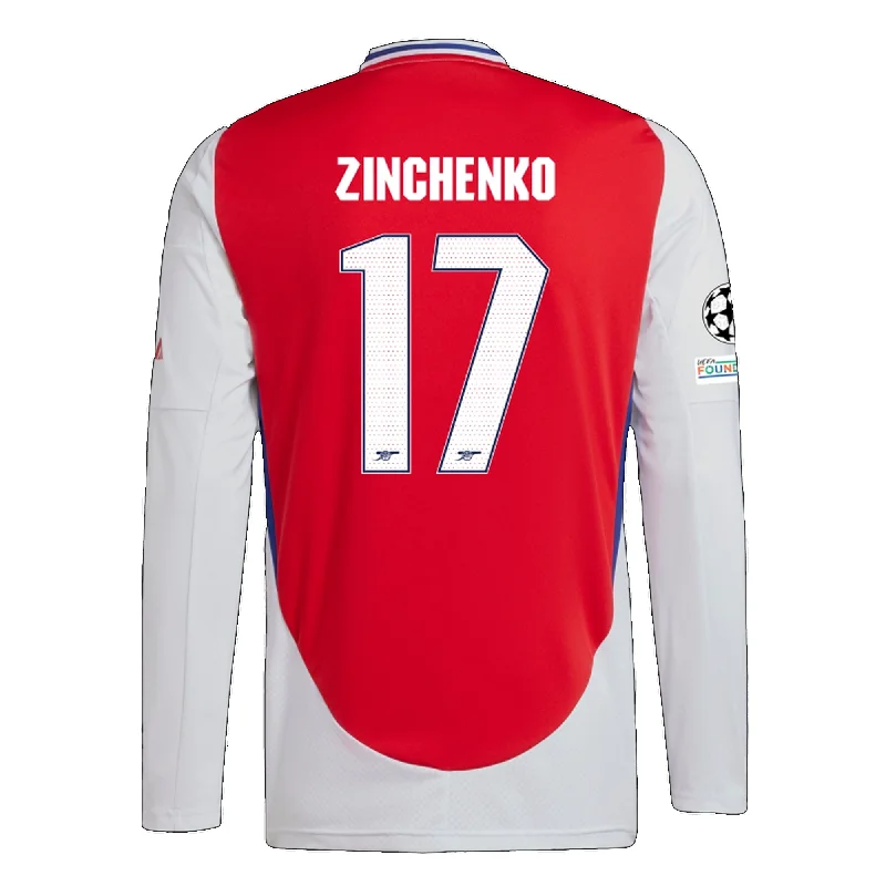 Men's Vintage American Football Jerseys of Legendary Teams for Collectors and Fansadidas Arsenal Oleksandr Zinchenko Home Long Sleeve Jersey w/ Champions League Patches 24/25 (Better Scarlet/White)