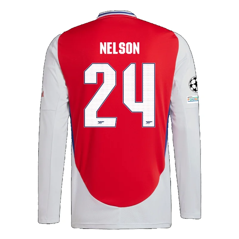 Men's Throwback Tennis Jerseys Inspired by Iconic Matches and Playersadidas Arsenal Reiss Nelson Home Long Sleeve Jersey w/ Champions League Patches 24/25 (Better Scarlet/White)