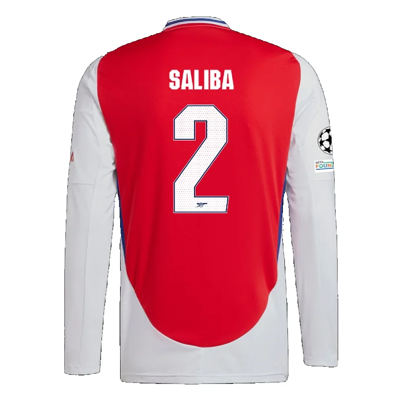 Men's Moisture - Wicking Lacrosse Jerseys with Mesh Panels for Optimal Performance on the Fieldadidas Arsenal William Saliba Home Long Sleeve Jersey w/ Champions League Patches 24/25 (Better Scarlet/White)