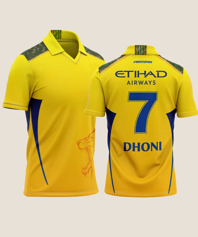 Men's Custom - Embroidered Volleyball Jerseys for Team Uniforms or Personalized GearCSK IPL Dhoni jersey 2024 jersey player -Edition