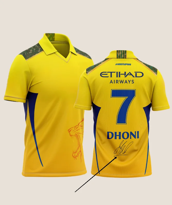 Men's Basketball Jerseys with Signature Player Logos for a Fan - Favorite LookCSK IPL Dhoni Signature Edition Jersey 2024 Player -Edition