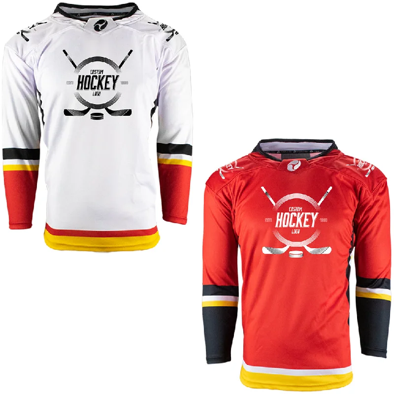 Men's Replica Hockey Jerseys of Star Players for Devoted Ice Hockey SupportersCalgary Flames Firstar Gamewear Pro Performance Hockey Jersey with Customization