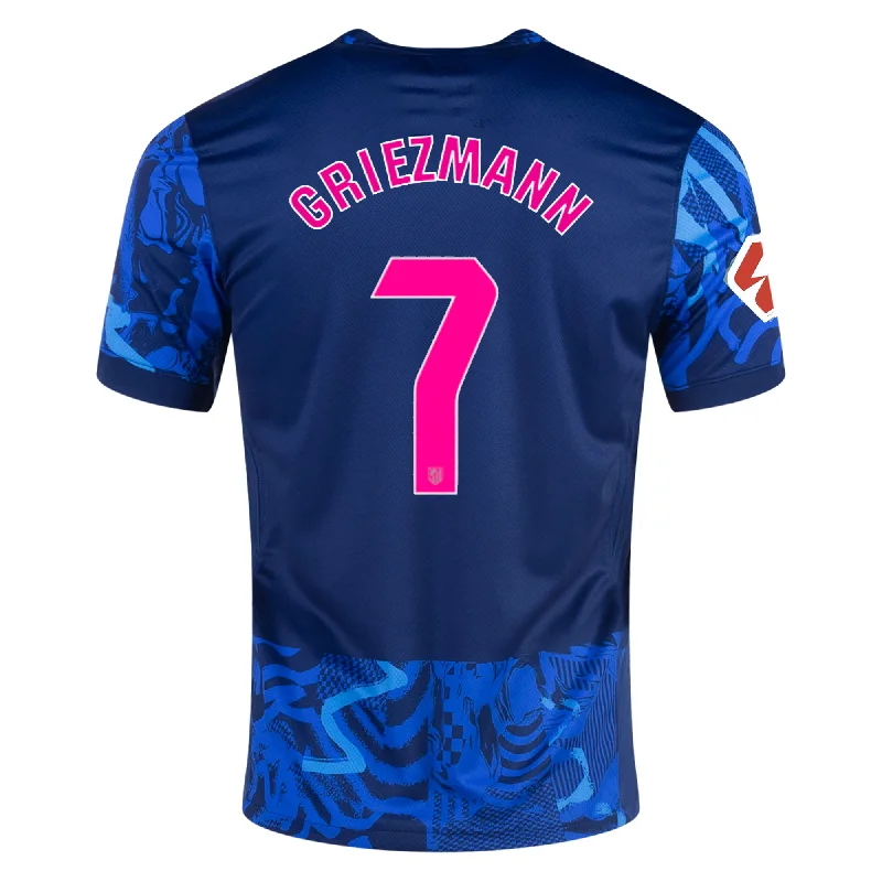 Men's Football Jerseys with Embroidered Club Badges for a Premium and Authentic AppealNike Atletico Madrid Antoinne Griezmann Third Jersey w/ La Liga Patch 24/25 (Blue Void/Pink Glow)