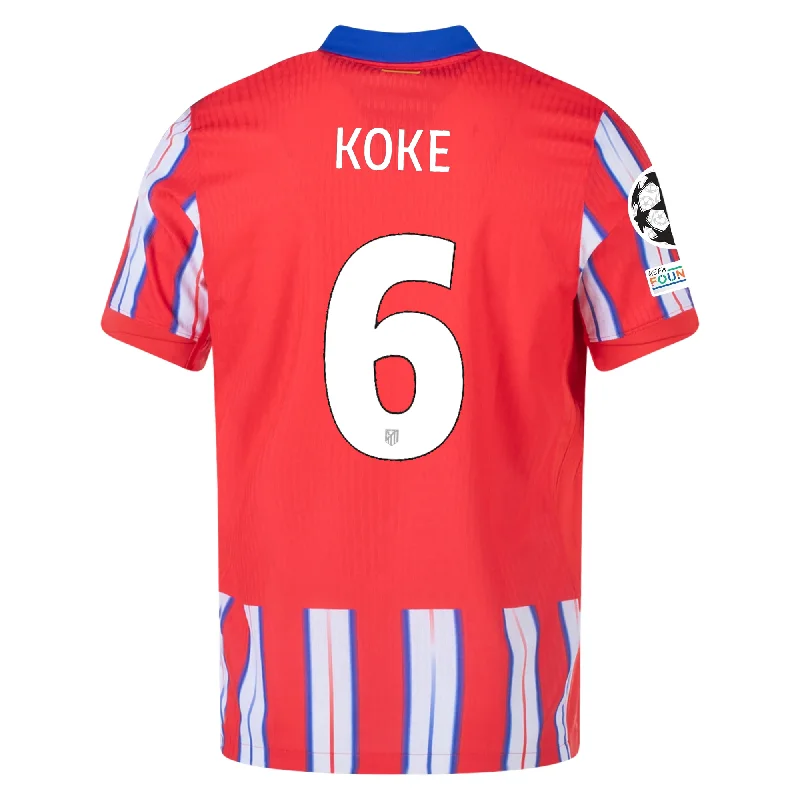 Men's Custom - Embroidered Volleyball Jerseys for Team Uniforms or Personalized GearNike Atletico Madrid Authentic Koke Home Jersey w/ Champions League Patches 24/25 (Hyper Royal/Light Crimson/White)