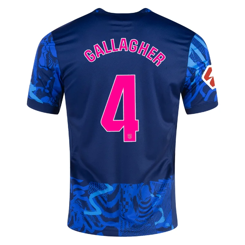 Men's Custom - Printed Baseball Jerseys with Player Names and Numbers for Personalized StyleNike Atletico Madrid Connor Gallagher Third Jersey w/ La Liga Patch 24/25 (Blue Void/Pink Glow)