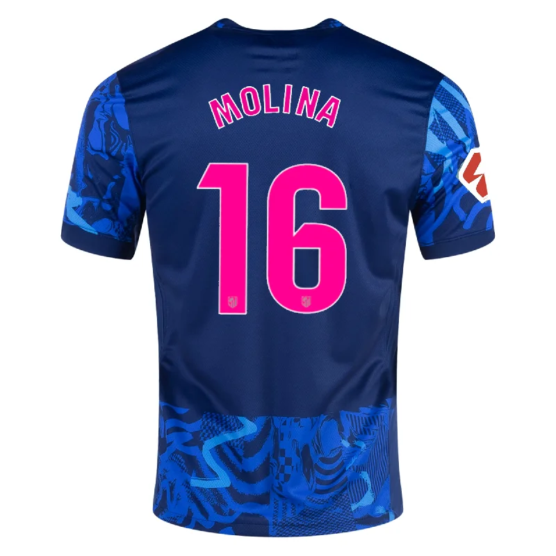 Men's Breathable Polyester Running Jerseys in Bright Neon Colors for High - Visibility WorkoutsNike Atletico Madrid Nahuel Molina Third Jersey w/ La Liga Patch 24/25 (Blue Void/Pink Glow)