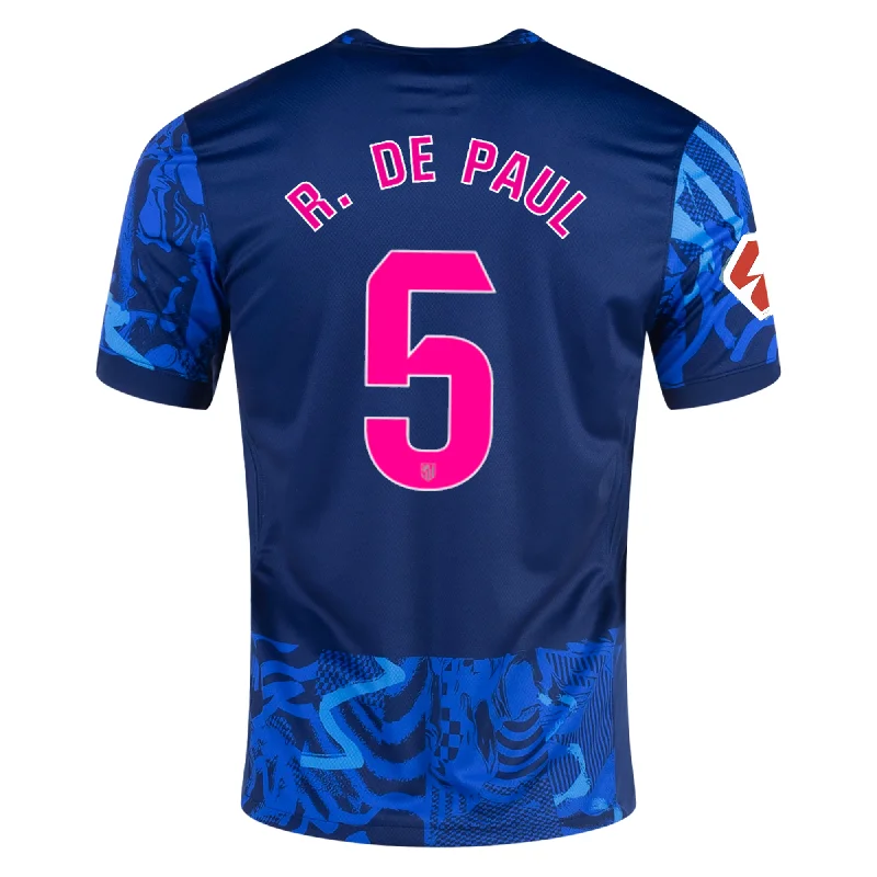 Men's Football Jerseys with Embroidered Club Badges for a Premium and Authentic AppealNike Atletico Madrid Rodrigo De Paul Third Jersey w/ La Liga Patch 24/25 (Blue Void/Pink Glow)