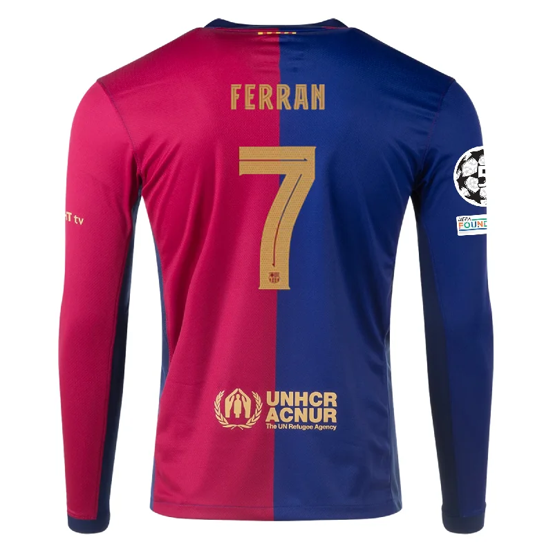 Men's Basketball Jerseys with Signature Player Logos for a Fan - Favorite LookNike Barcelona Ferran Torres Home Long Sleeve Jersey w/ Champions League Patches 24/25 (Royal/Nobel Red/Club Gold)