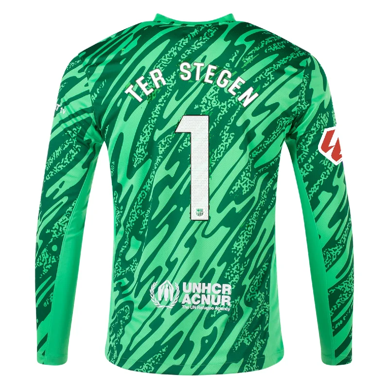 Men's Basketball Jerseys in Sleeveless Design for Enhanced Mobility on the CourtNike Barcelona Goalkeeper Marc Andre Ter Stegen Jersey w/ La Liga Patch 24/25 (Green Spark/Pine Green/White)