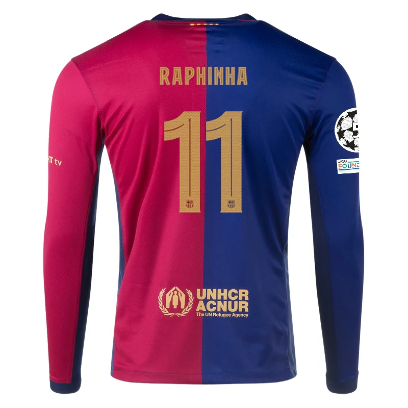 Men's Basketball Jerseys in Sleeveless Design for Enhanced Mobility on the CourtNike Barcelona Raphinha Home Long Sleeve Jersey w/ Champions League Patches 24/25 (Royal/Nobel Red/Club Gold)