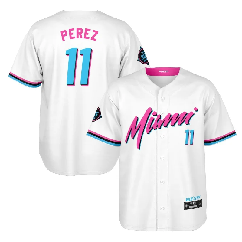 Men's Moisture - Wicking Golf Jerseys with UV Protection for Comfortable Rounds on the CoursePerez - Miami Vice Home Jersey