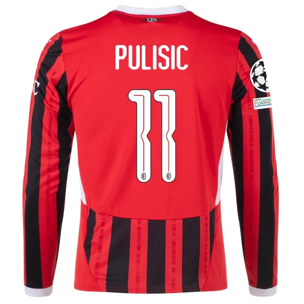 Men's Limited - Release American Football Jerseys of Rookie Stars for Early Adopters and FansPuma AC Milan Christian Pulisic Home Long Sleeve Jersey w/ Champions League Patches 24/25 (Red/Black)