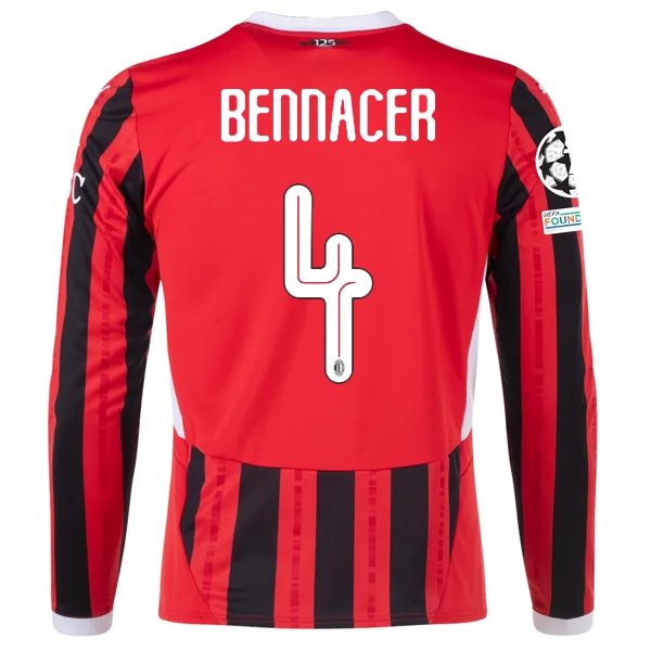 Men's Vintage American Football Jerseys of Legendary Teams for Collectors and FansPuma AC Milan Ismaël Bennacer Home Long Sleeve Jersey w/ Champions League Patches 24/25 (Red/Black)