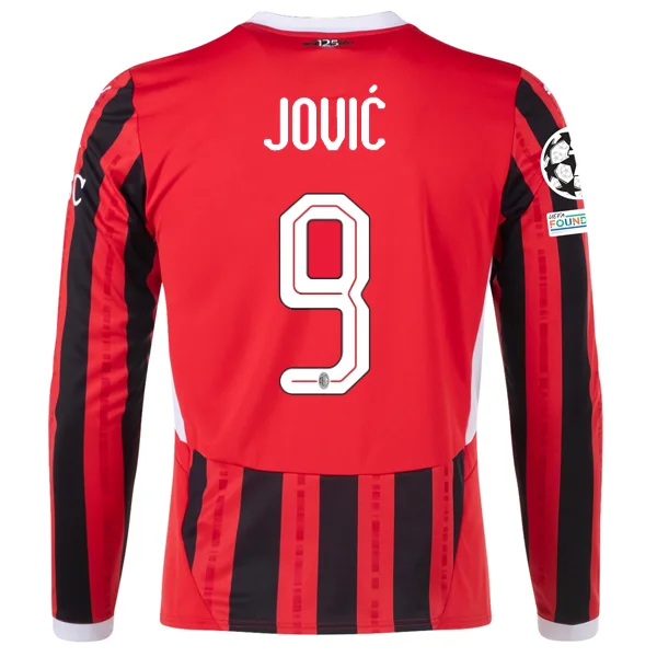 Men's Cycling Jerseys with Reflective Stripes for Safe and Stylish Rides at NightPuma AC Milan Luka Jović Home Long Sleeve Jersey w/ Champions League Patches 24/25 (Red/Black)