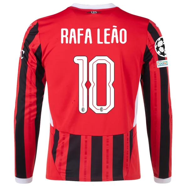 Men's Throwback Tennis Jerseys Inspired by Iconic Matches and PlayersPuma AC Milan Rafa Leão Home Long Sleeve Jersey w/ Champions League Patches 24/25 (Red/Black)