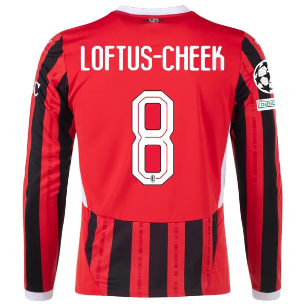 Men's Moisture - Wicking Lacrosse Jerseys with Mesh Panels for Optimal Performance on the FieldPuma AC Milan Ruben Loftus-Cheek Home Long Sleeve Jersey w/ Champions League Patches 24/25 (Red/Black)