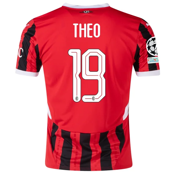 Men's Breathable Polyester Running Jerseys in Bright Neon Colors for High - Visibility WorkoutsPuma AC Milan Theo Hernandez Home Jersey w/ Champions League Patches 24/25 (Puma Red/Puma Black)