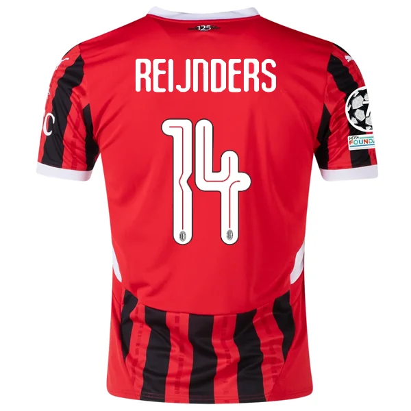 Men's Sustainable Organic Cotton Rugby Jerseys for Eco - Conscious Sports EnthusiastsPuma AC Milan Tijjani Reijnders Home Jersey w/ Champions League Patches 24/25 (Puma Red/Puma Black)