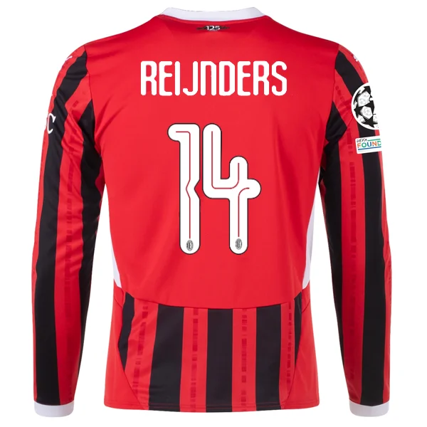 Men's Limited - Edition Cricket Jerseys Commemorating Historic Matches for Die - Hard Cricket LoversPuma AC Milan Tijjani Reijnders Home Long Sleeve Jersey w/ Champions League Patches 24/25 (Red/Black)