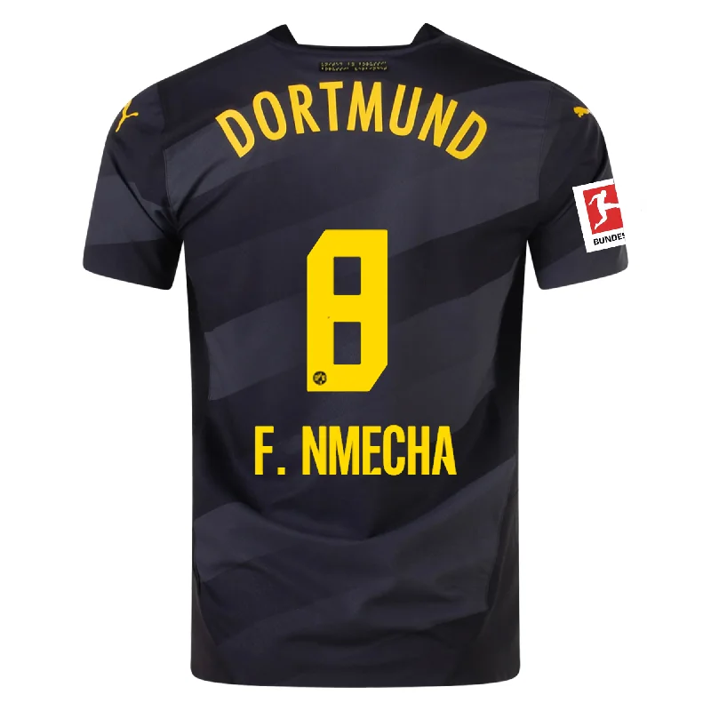 Men's Sustainable Organic Cotton Rugby Jerseys for Eco - Conscious Sports EnthusiastsPuma Borussia Dortmund Authentic Felix Nmecha Away Jersey w/ Bundesliga Patch 24/25 (Puma Black/Faster Yellow)