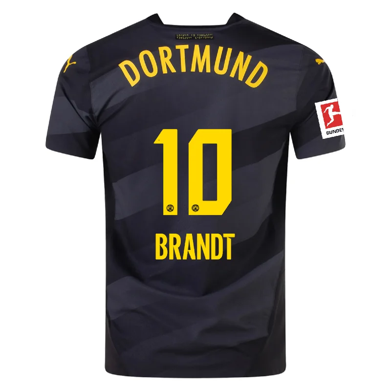 Men's Custom - Printed Baseball Jerseys with Player Names and Numbers for Personalized StylePuma Borussia Dortmund Authentic Julian Brandt Away Jersey w/ Bundesliga Patch 24/25 (Puma Black/Faster Yellow)