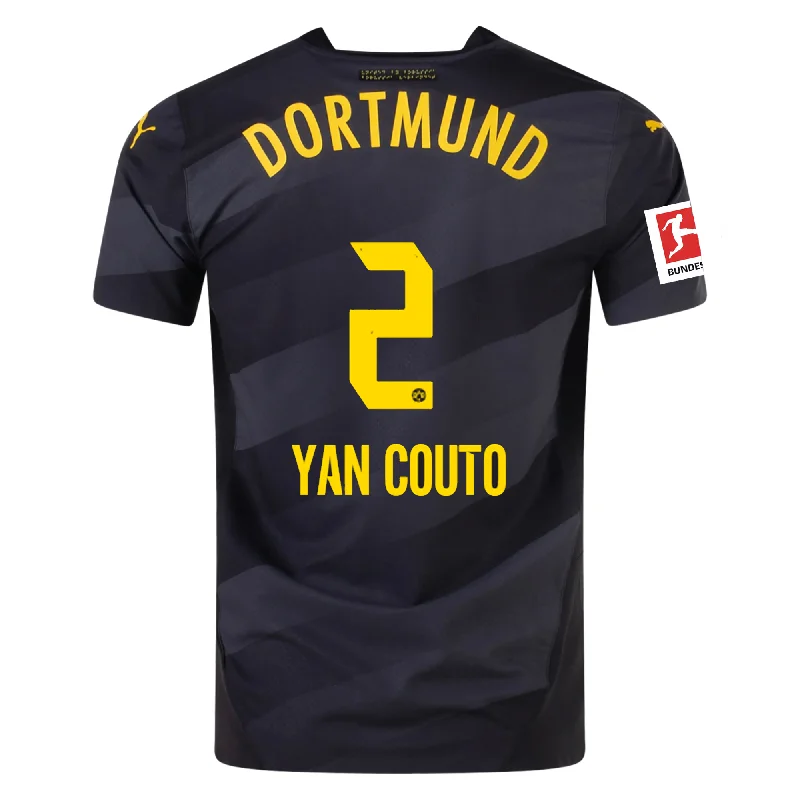 Men's Custom - Embroidered Volleyball Jerseys for Team Uniforms or Personalized GearPuma Borussia Dortmund Authentic Yan Couto Away Jersey w/ Bundesliga Patch 24/25 (Puma Black/Faster Yellow)